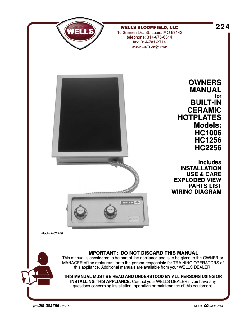 Page 1 de la notice Manuel utilisateur Wells HC1256