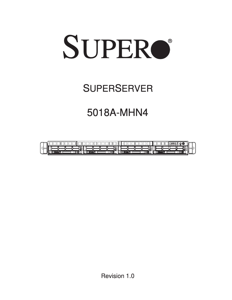 Page 1 de la notice Manuel utilisateur Supermicro SuperServer 5018A-MHN4