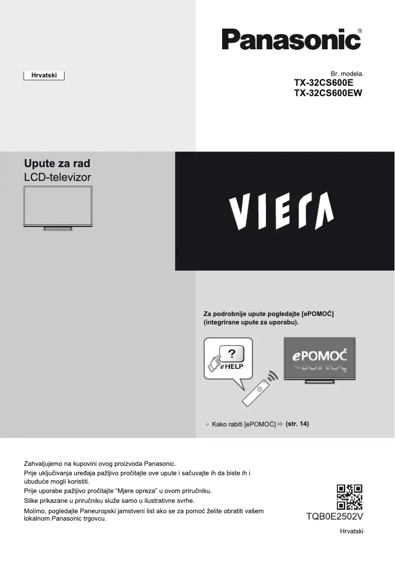Page 1 de la notice Manuel utilisateur Panasonic Viera TX-32CS600E