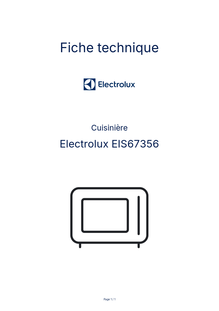 Page n°1 - Fiche technique Electrolux EIS67356