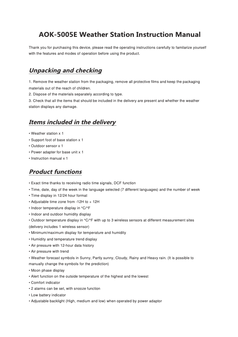 Page n°1 - Manuel utilisateur Ventus W200