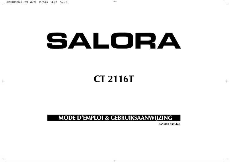 Page 1 de la notice Manuel utilisateur Salora CT-2116TN