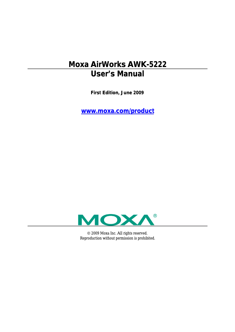 Page 1 de la notice Manuel utilisateur Moxa AWK-5222