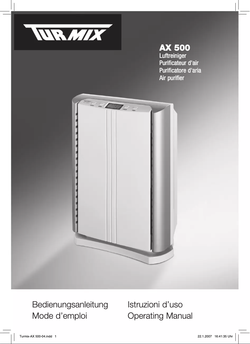 Image de la première page du manuel de l'appareil AX 500
