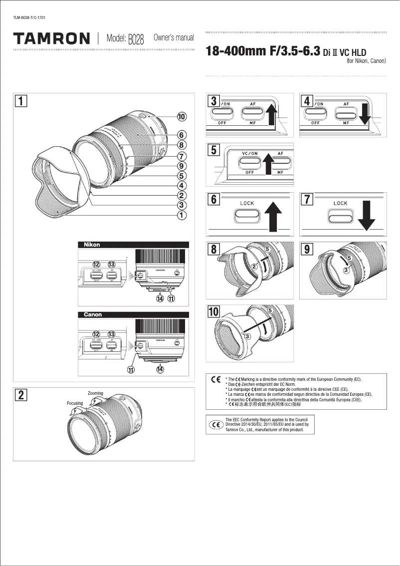 Page n°1 - Manuel utilisateur Tamron 18-400mm f/3.5-6.3 Di II VC HLD