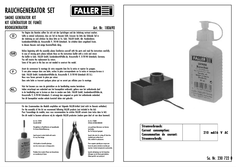 Page n°1 - Manuel utilisateur Faller 180690