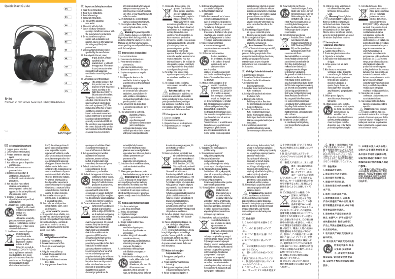 Page n°1 - Manuel utilisateur Behringer BH60