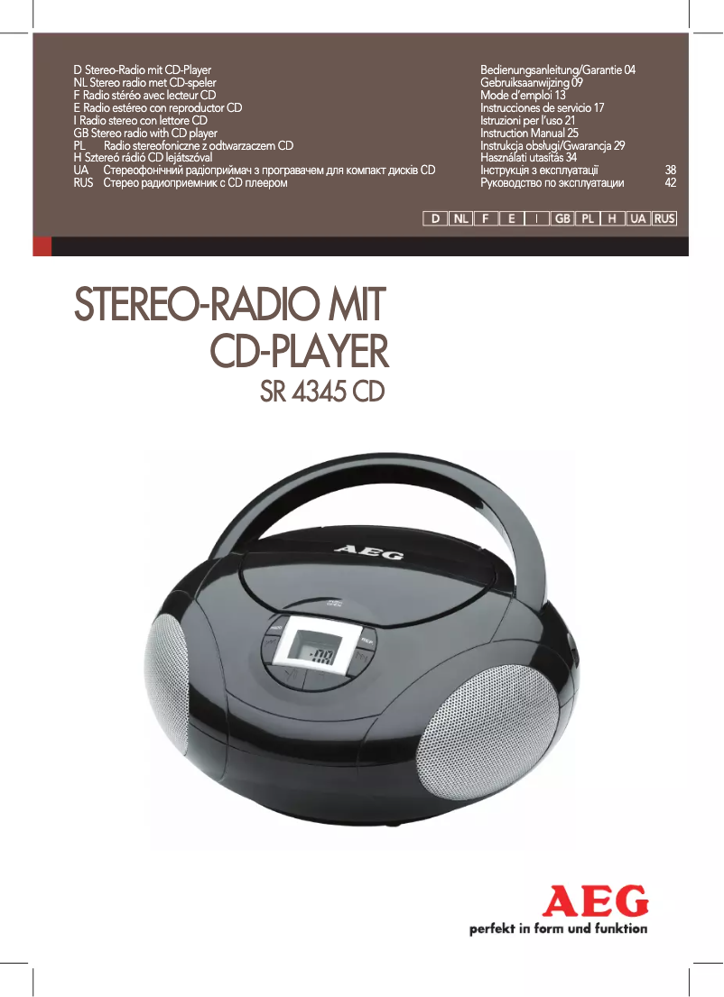 Page 1 de la notice Manuel utilisateur AEG SR 4345 CD