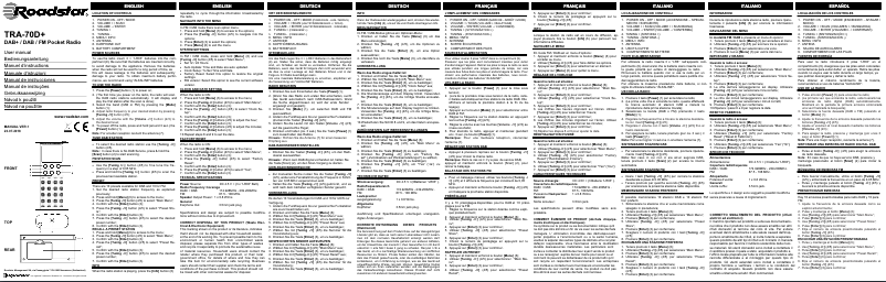 Page 1 de la notice Manuel utilisateur Roadstar TRA-70D+