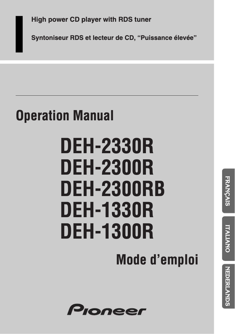 Image de la première page du manuel de l'appareil DEH-2300R