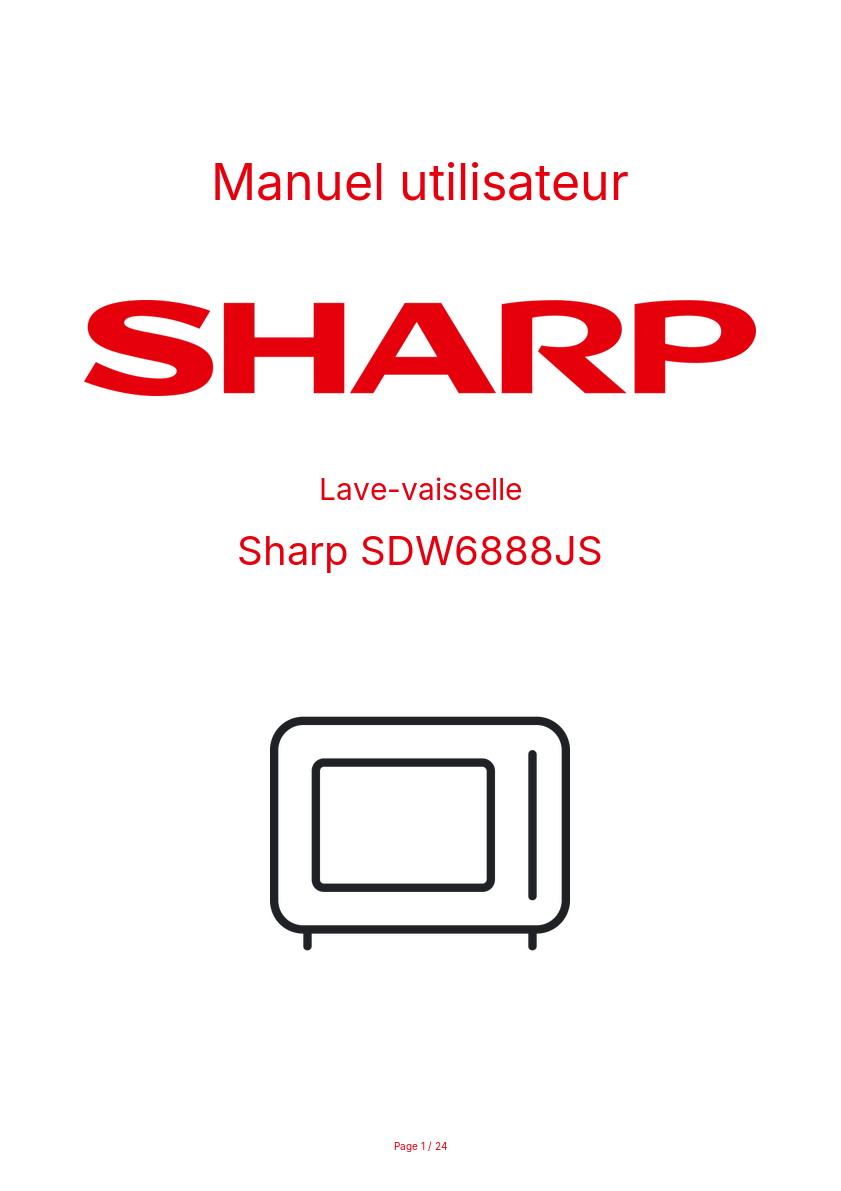 Page n°1 - Manuel utilisateur Sharp SDW6888JS