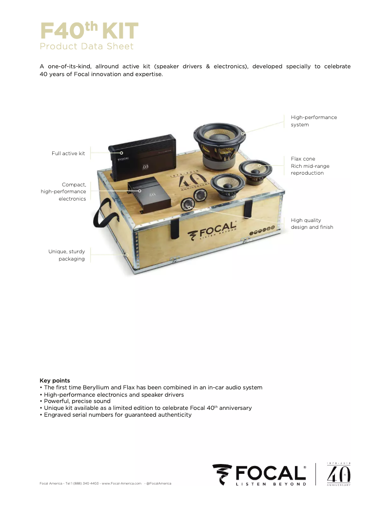 Page 1 de la notice Fiche technique Focal F40th