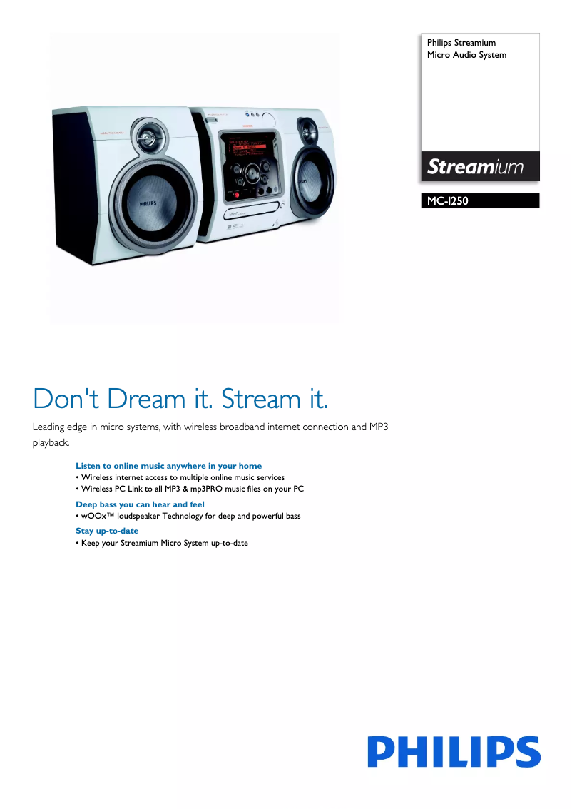 Page n°1 - Brochure Philips Streamium MC-I250