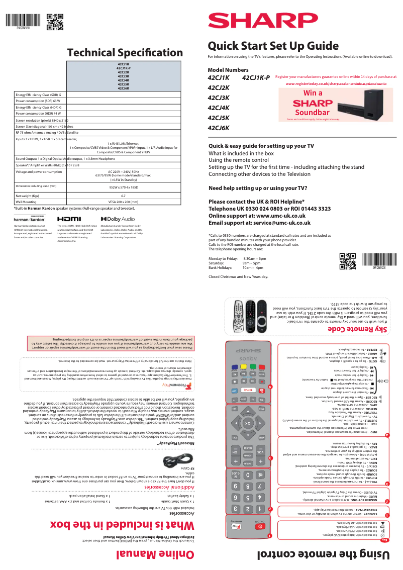 Page 1 de la notice Guide de démarrage rapide Sharp 42CJ5K
