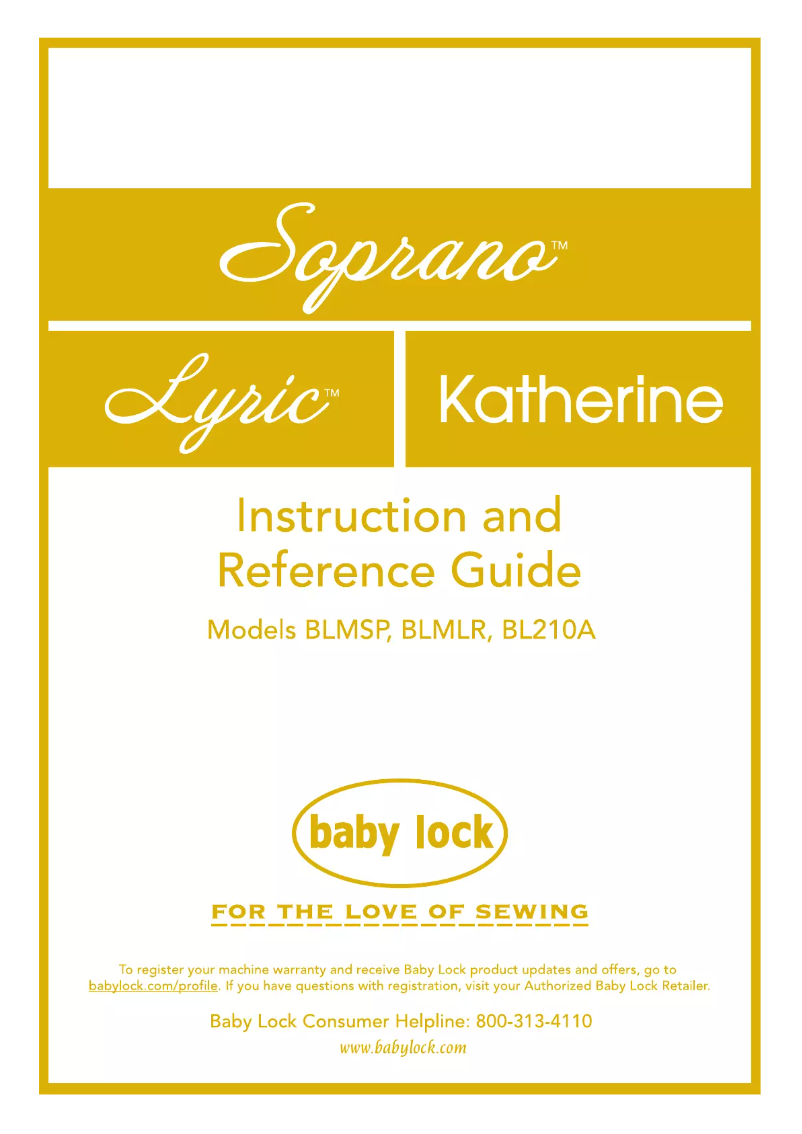 Page 1 de la notice Manuel utilisateur Baby Lock Lyric BLMLR
