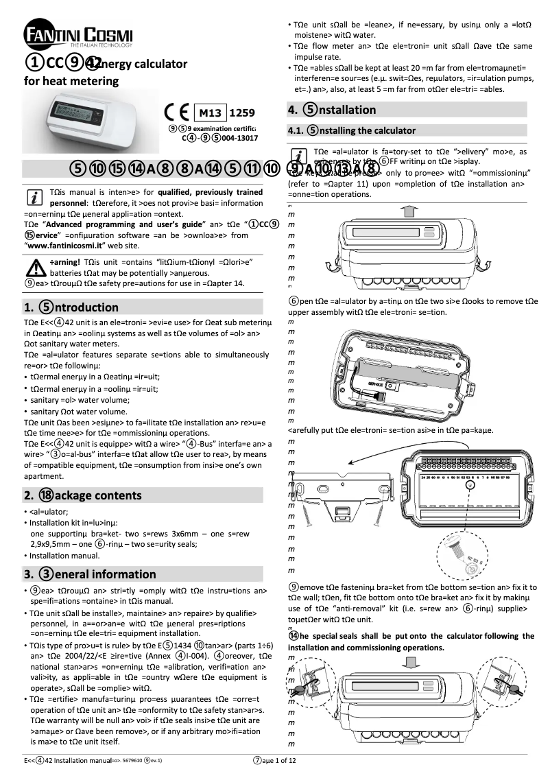 Image de la première page du manuel de l'appareil ECCM42
