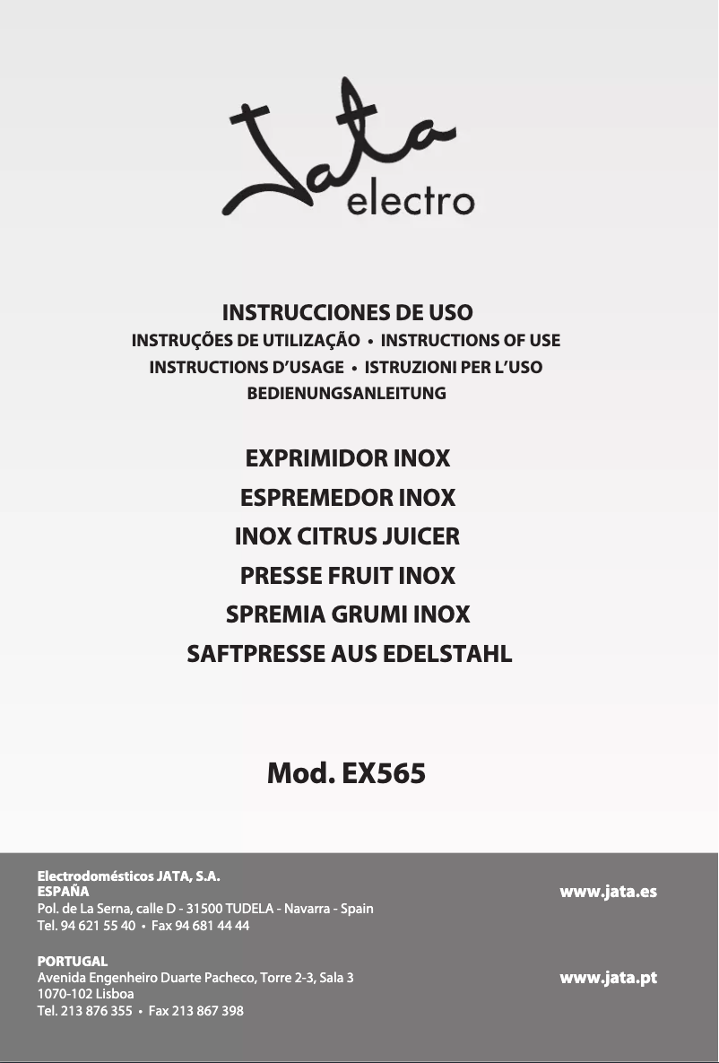 Page n°1 - Manuel utilisateur Jata EX565