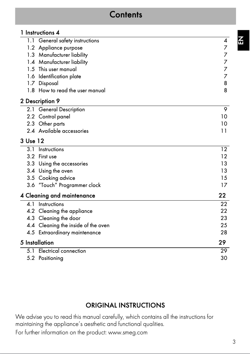 Page 1 de la notice Manuel utilisateur Smeg SFA7300TVX