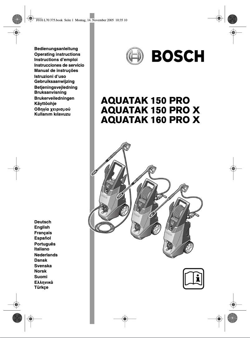 Page n°1 - Manuel utilisateur Bosch Aquatak 160