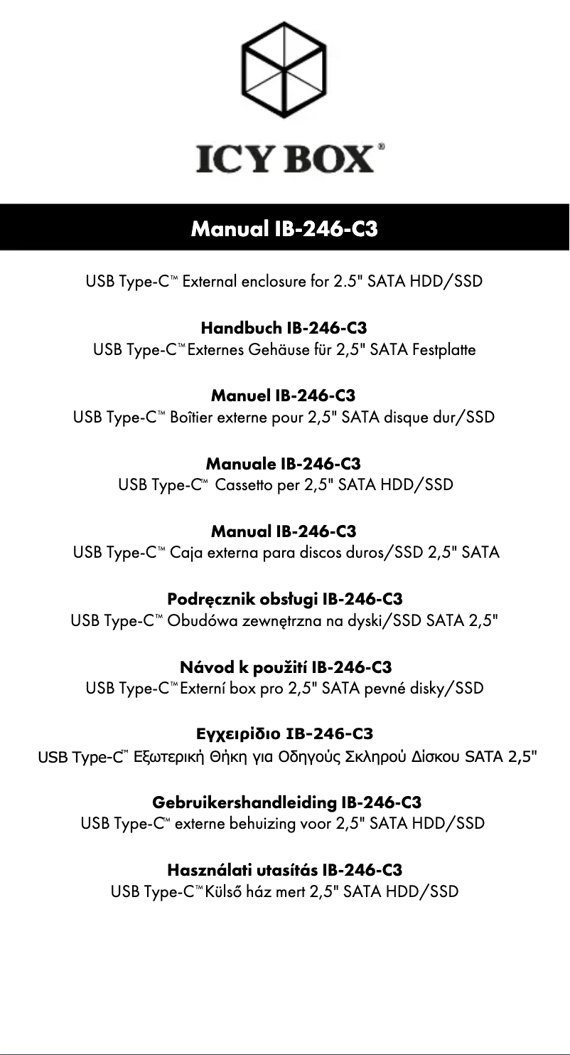 Page 1 de la notice Manuel utilisateur Icy Box IB-246-C3