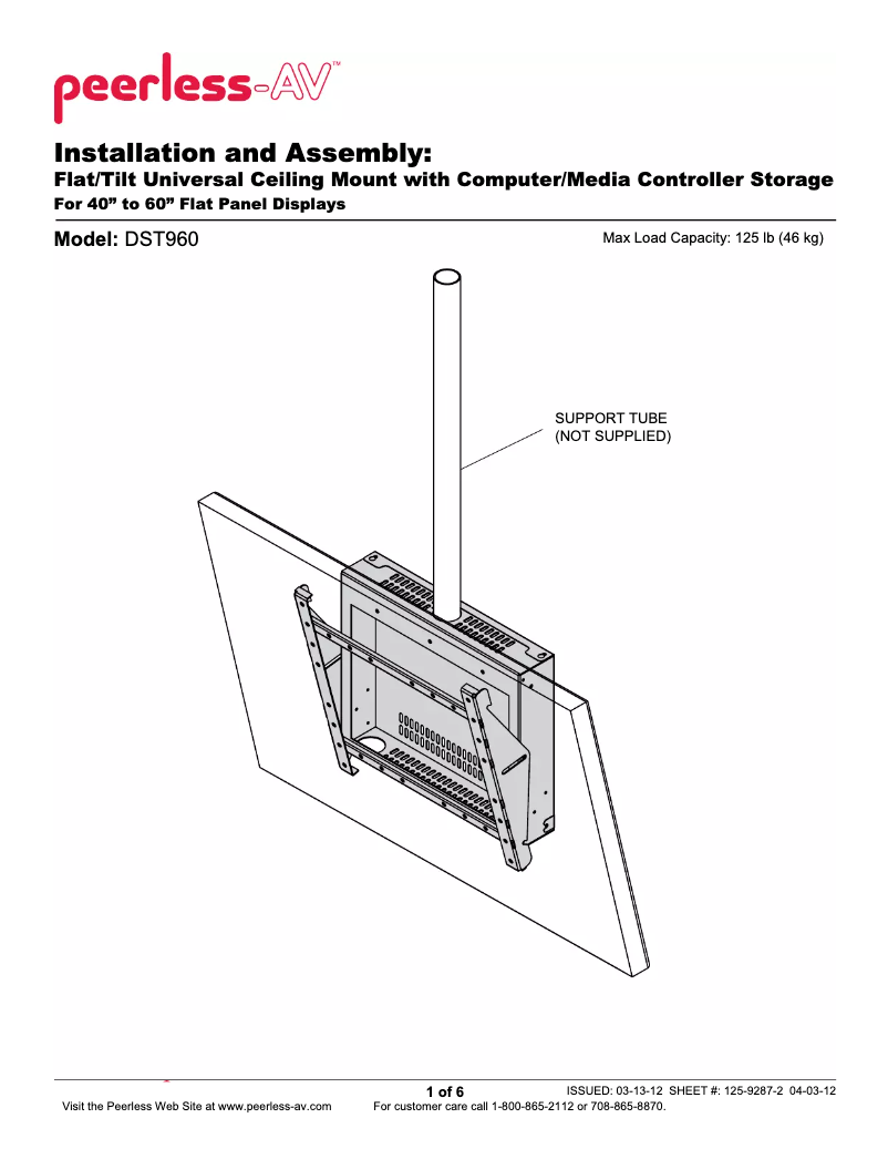 Page n°1 - Manuel utilisateur Peerless-AV DST960