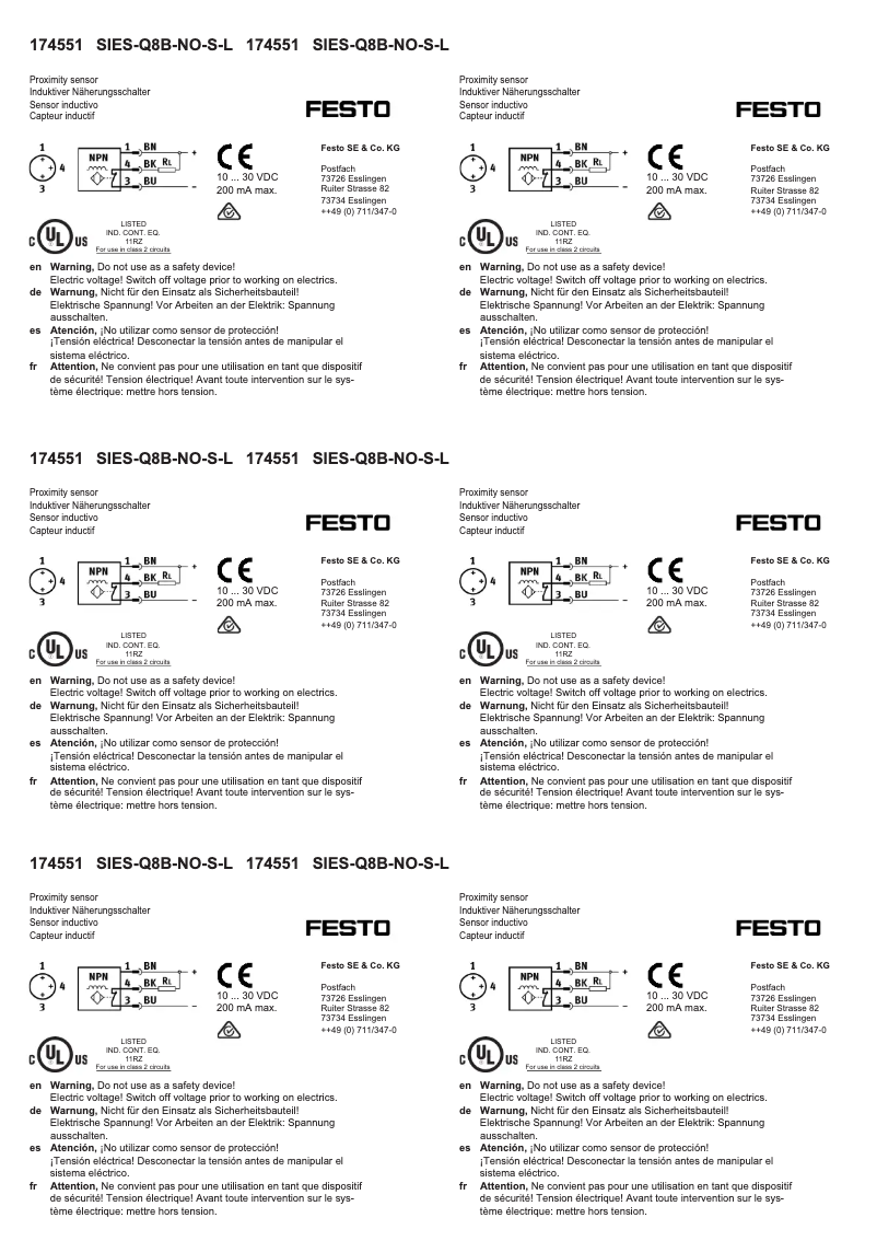 Page 1 de la notice Manuel utilisateur Festo SIES-Q8B-NO-S-L