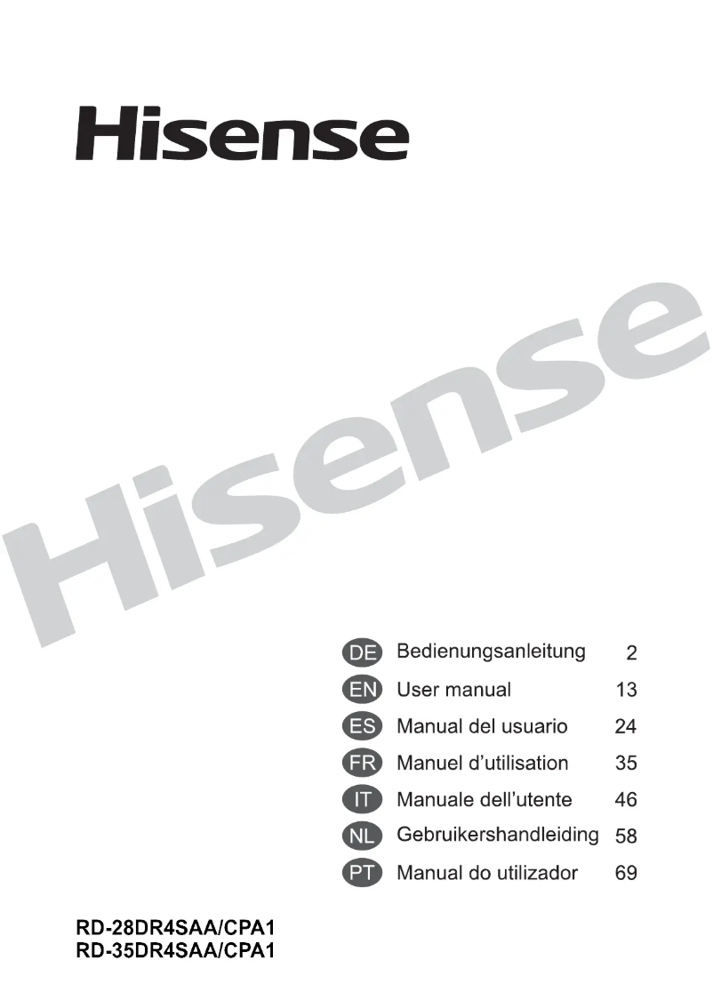 Page n°1 - Manuel utilisateur Hisense KG 215 A++ WE