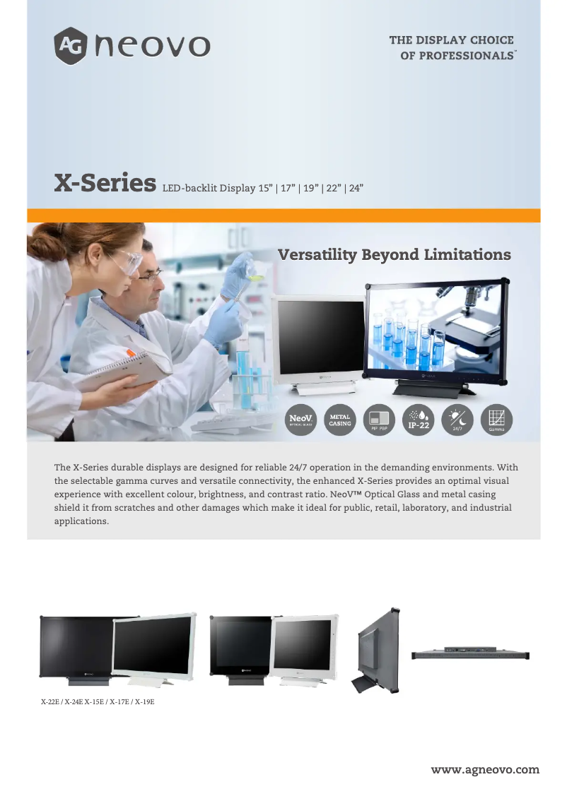 Page 1 de la notice Fiche technique AG Neovo X-22E