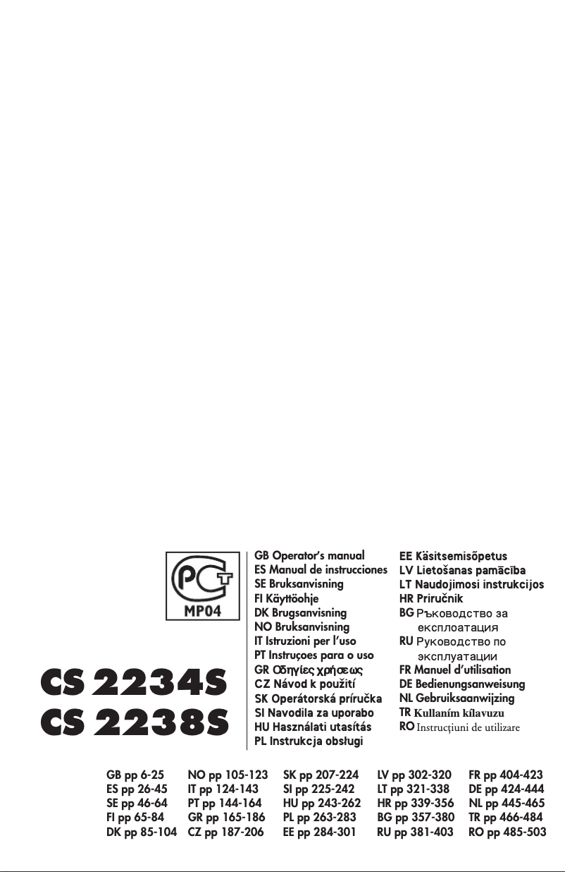 Page n°1 - Manuel utilisateur Jonsered CS 2234S