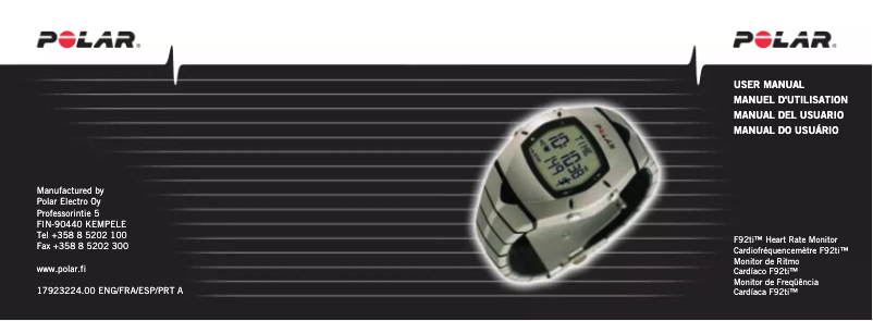 Image de la première page du manuel de l'appareil F92TI