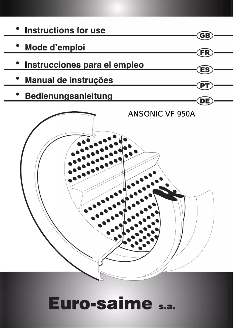 Page 1 de la notice Manuel utilisateur Ansonic VF 950 A