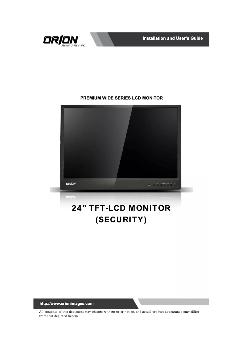 Page 1 de la notice Manuel utilisateur Orion Premium 24RTC