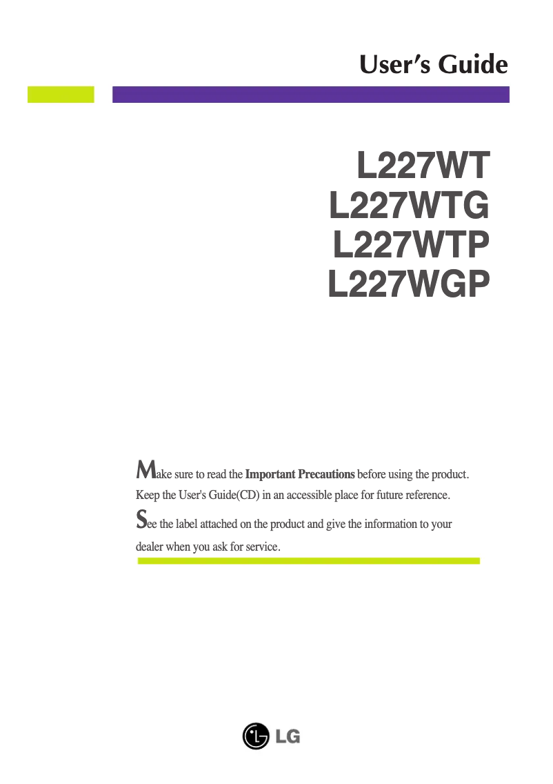 Página 1 del manual Manual de usuario LG L227WGP