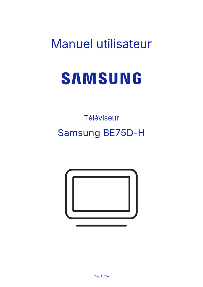 Page n°1 - Manuel utilisateur Samsung BE75D-H