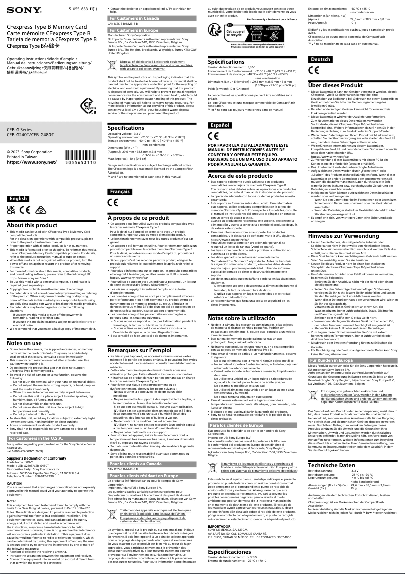 Imagen de la primera página del manual del dispositivo CEB-G240T