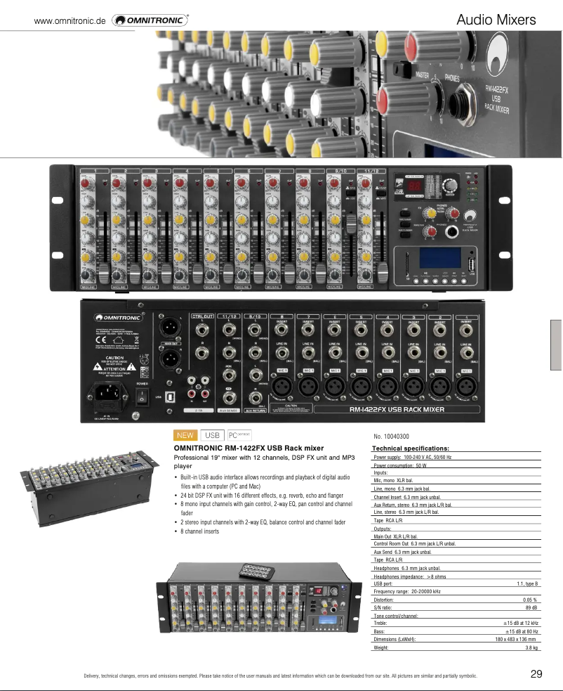 Page n°1 - Catalogue Omnitronic RM-1422FX