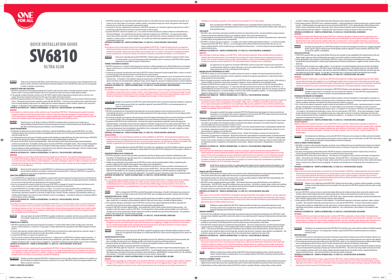 Page n°1 - Manuel utilisateur One for all SV 6810