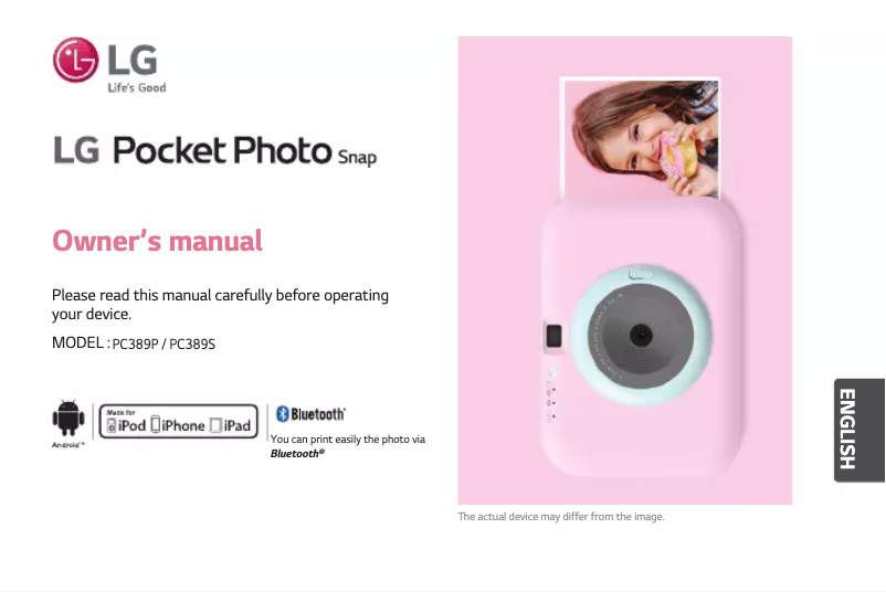 Page n°1 - Manuel utilisateur LG Pocket Photo Snap PC389P
