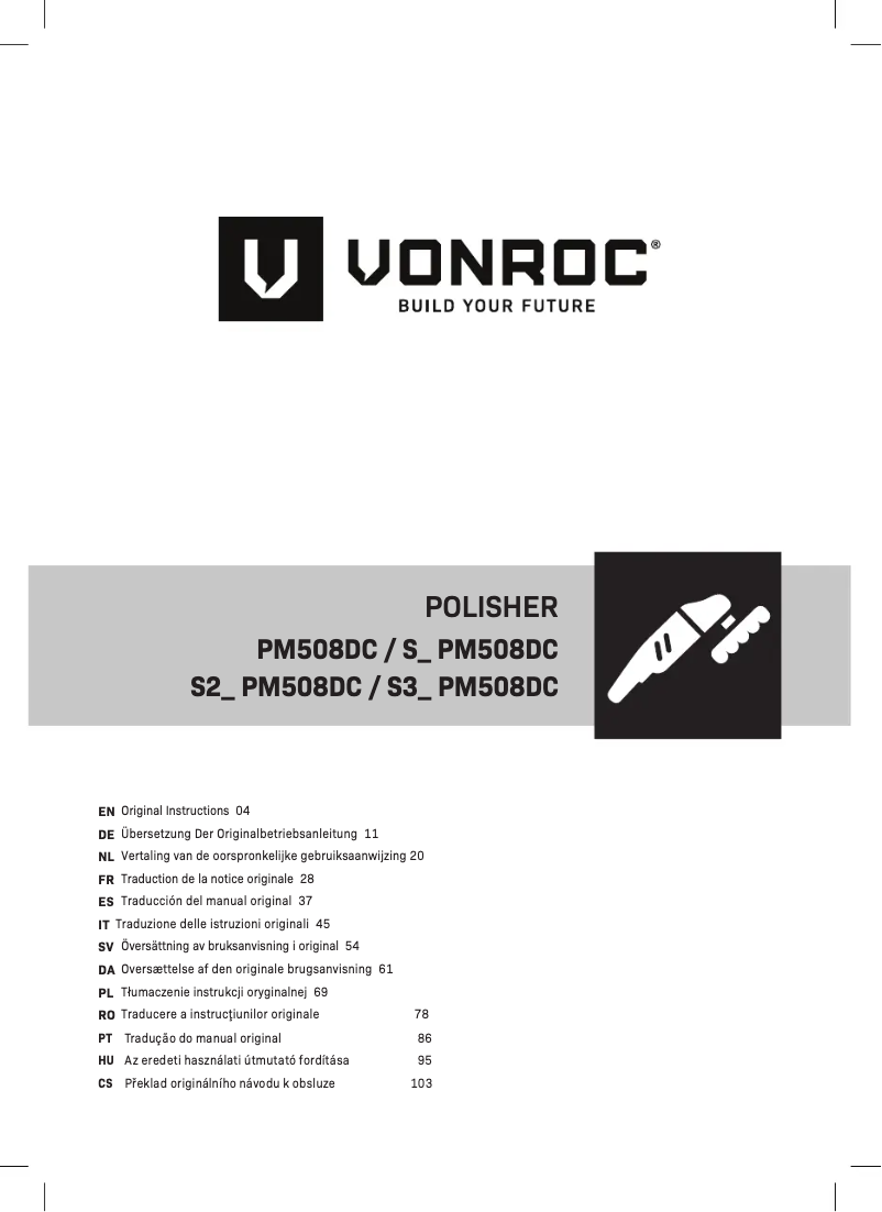 Page n°1 - Manuel utilisateur Vonroc PM508DC