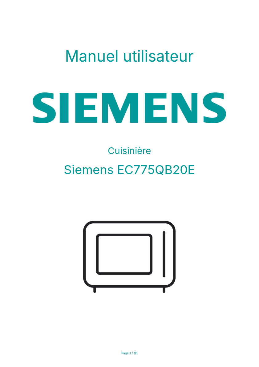 Page n°1 - Manuel utilisateur Siemens EC775QB20E