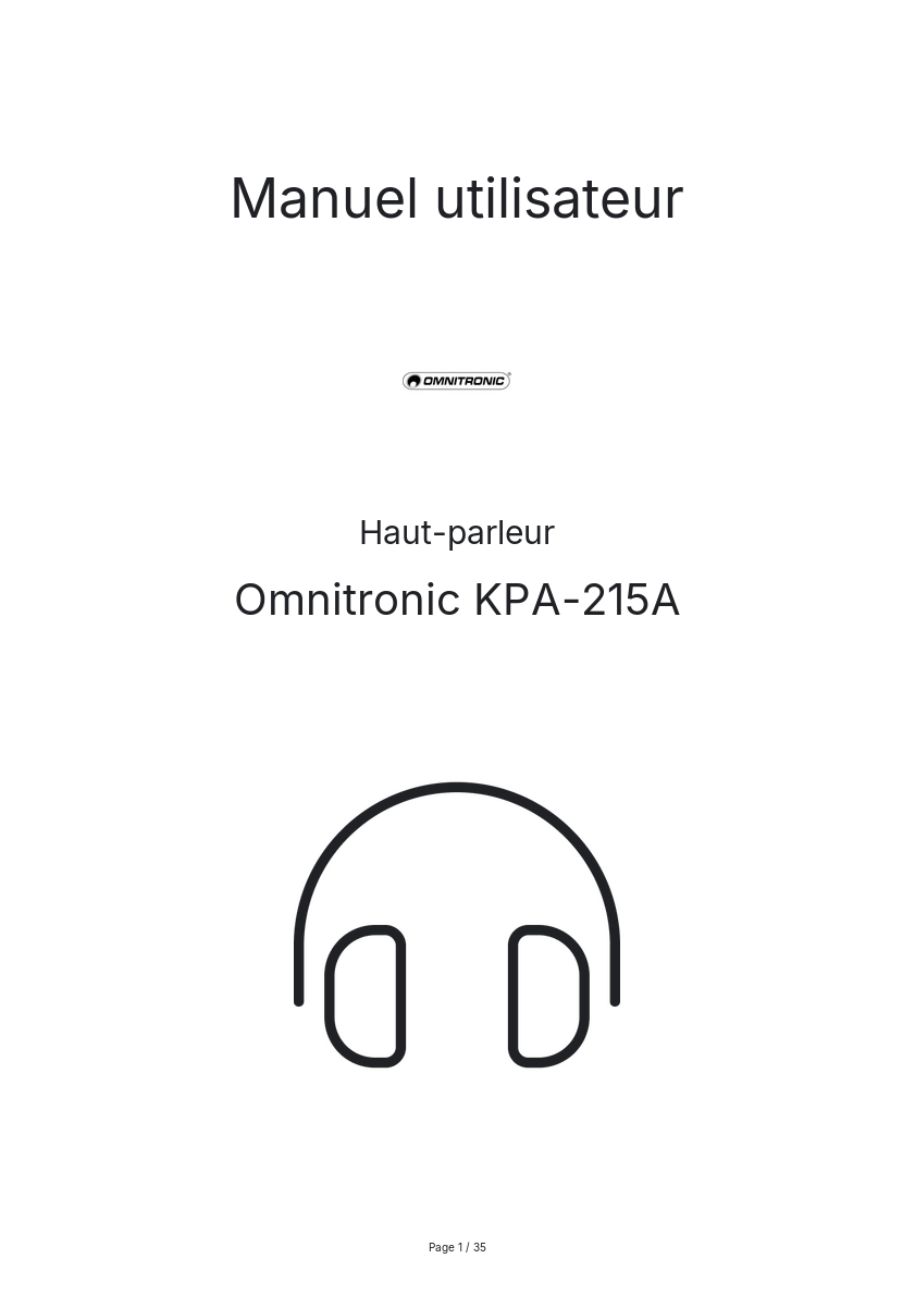 Page n°1 - Manuel utilisateur Omnitronic KPA-215A