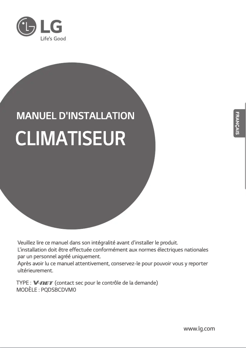 Page 1 de la notice Guide d'installation LG PQDSBCDVM0