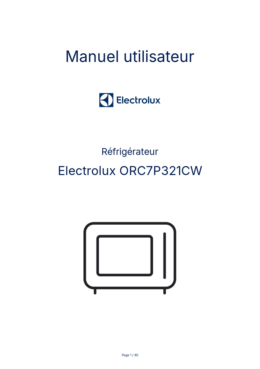 Page n°1 - Manuel utilisateur Electrolux ORC7P321CW