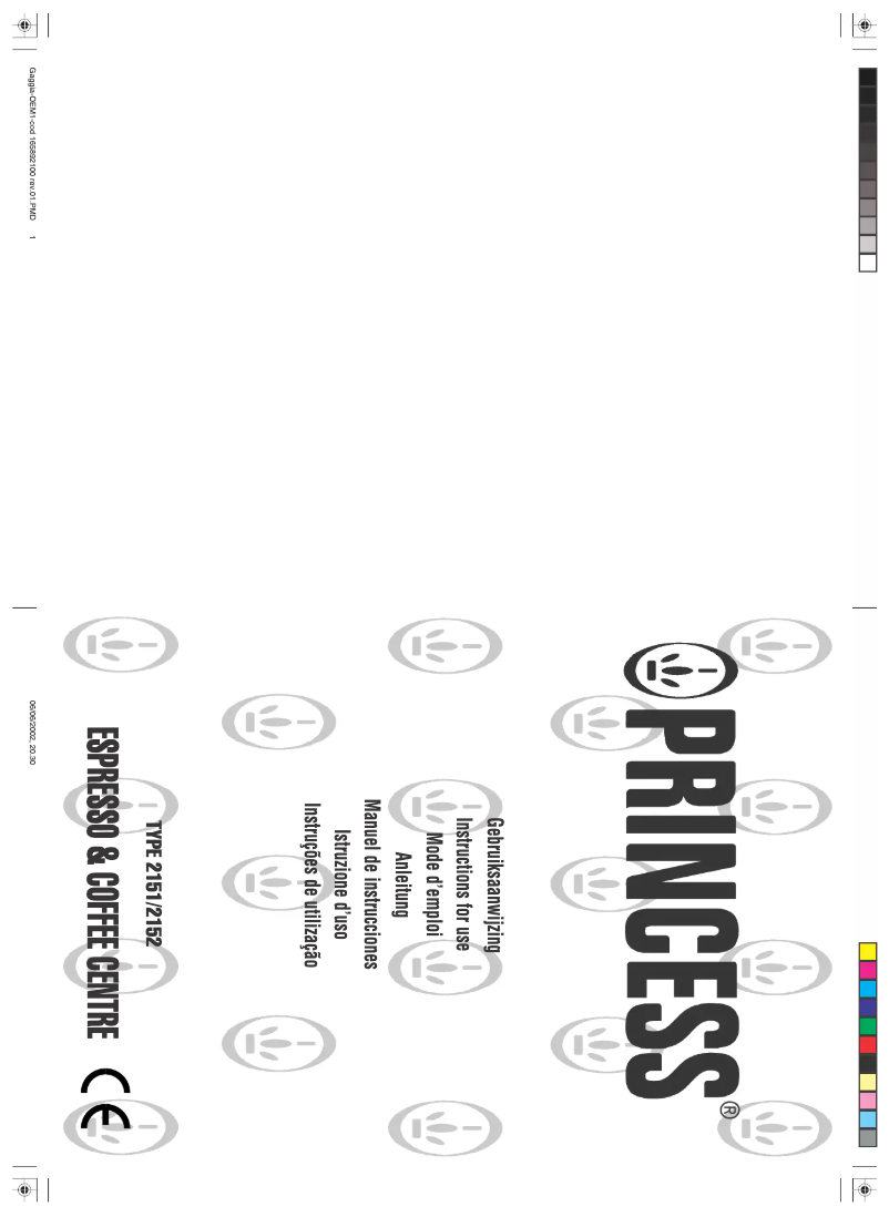 Page 1 de la notice Manuel utilisateur Princess Espresso & Coffee Centre 2151