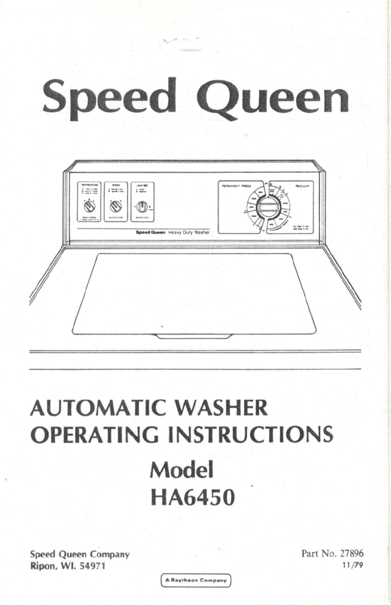 Page n°1 - Manuel utilisateur Speed Queen HA6450