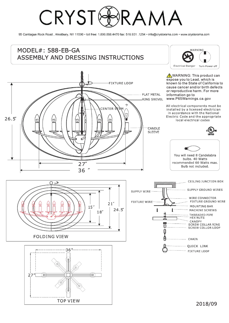 Page 1 de la notice Manuel utilisateur Crystorama Luna 588-EB-GA