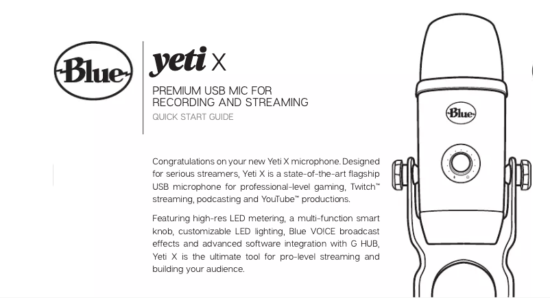 Page 1 de la notice Manuel utilisateur Blue Yeti X