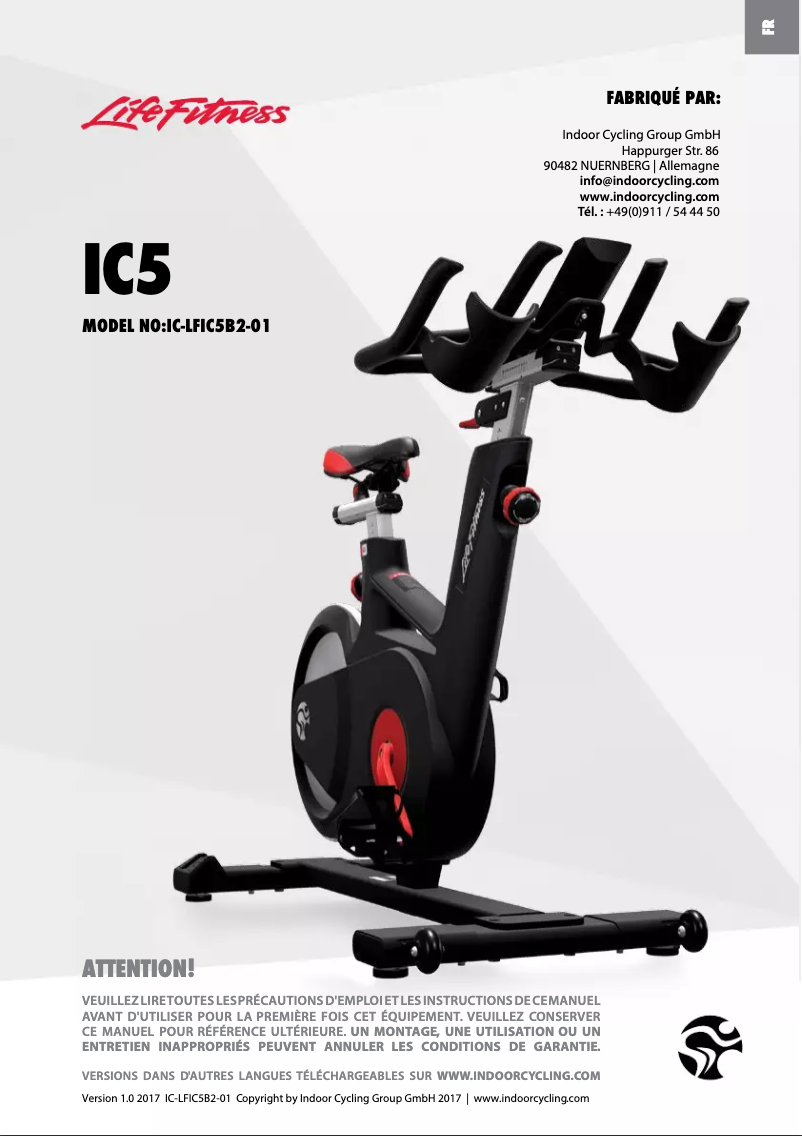 Page 1 de la notice Manuel utilisateur Life Fitness IC5