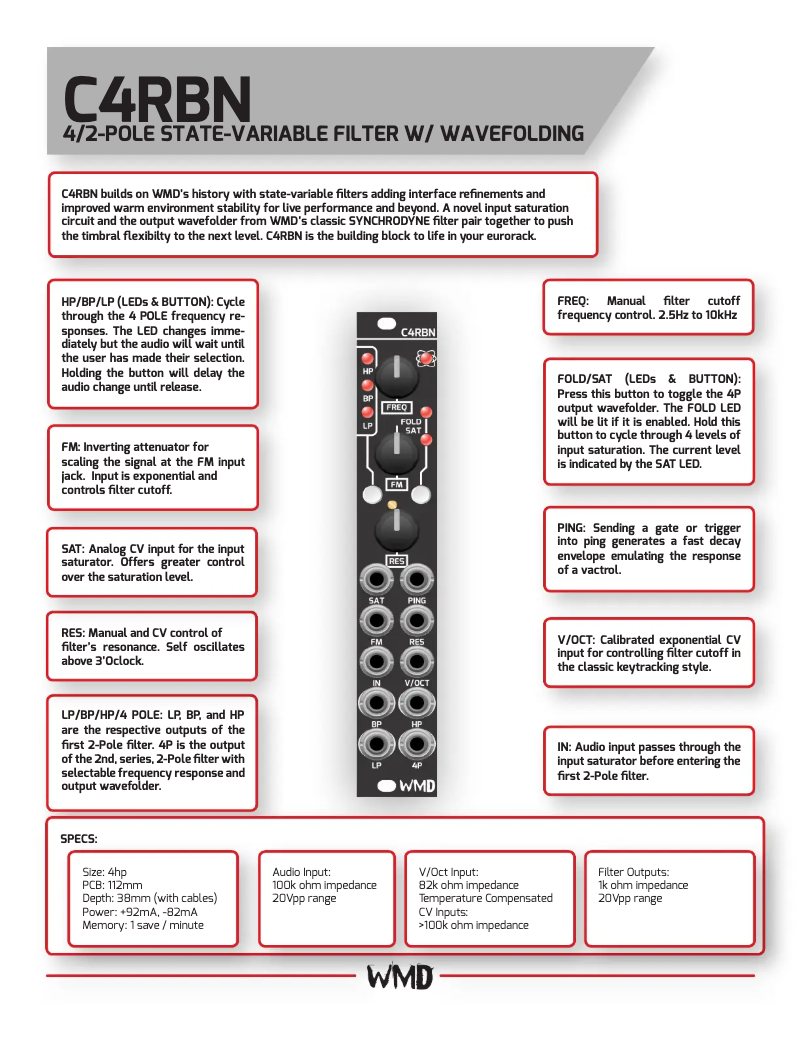 Page 1 de la notice Manuel utilisateur WMD C4RBN