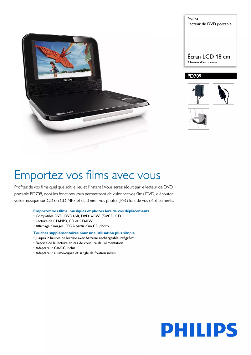 Page n°1 - Fiche technique Philips PD709